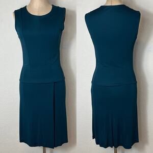 Maggie Ward Green Sleeveless Dress Drop waist, flap over skirt portion, Size S
